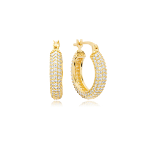 Dainty CZ Stone Wholesale Silver Classic Hoop Earrings