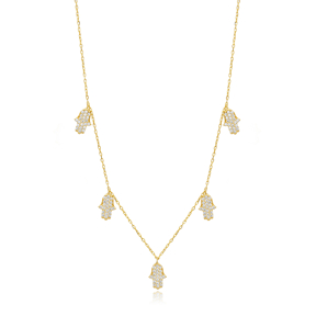Hamsa Charm Design Sterling Silver Shaker Necklace Pendant