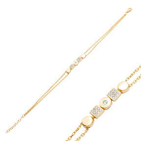 Square and Round Charm Wholesale Sterling Silver Bracelet