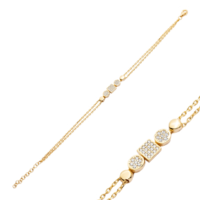 Wholesale Sterling Silver Bracelet Square and Round Charm