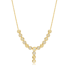 Round Shape CZ Y Necklace Wholesale 925 Sterling Silver Jewelry