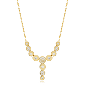 CZ Stone Round Shape Y Design Necklace Wholesale 925 Fine Jewelry