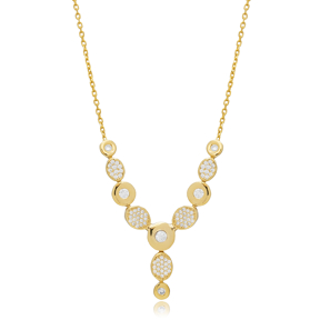 925 Sterling Silver CZ Stone Wholesale Y Necklace Jewelry