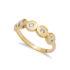 Round Design CZ Stone Silver Band Ring Handmade Jewelry