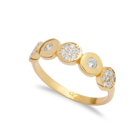 CZ Stone Round Design Turkish Silver Band Ring Jewelry