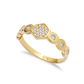 Geometric Design CZ Stone Wholesale Silver Band Ring