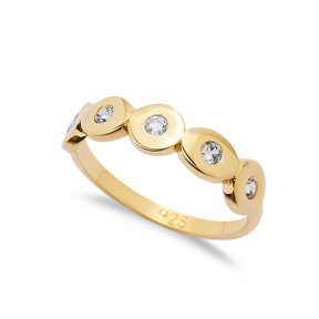 Oval Design Clear CZ Stone Band Ring 925 Silver Jewelry
