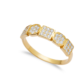 Square and Round Shape CZ Wholesale 925 Silver Band Ring