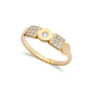 925 Silver Geometric Shape Band Ring Handmade Zircon Stone