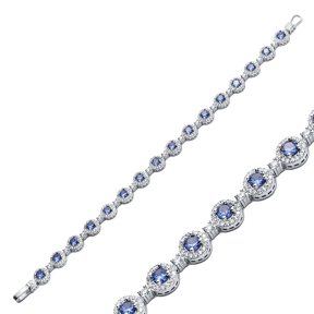 Sparkle Tanzanite CZ Round Tennis Bracelet 925 Silver Jewelry
