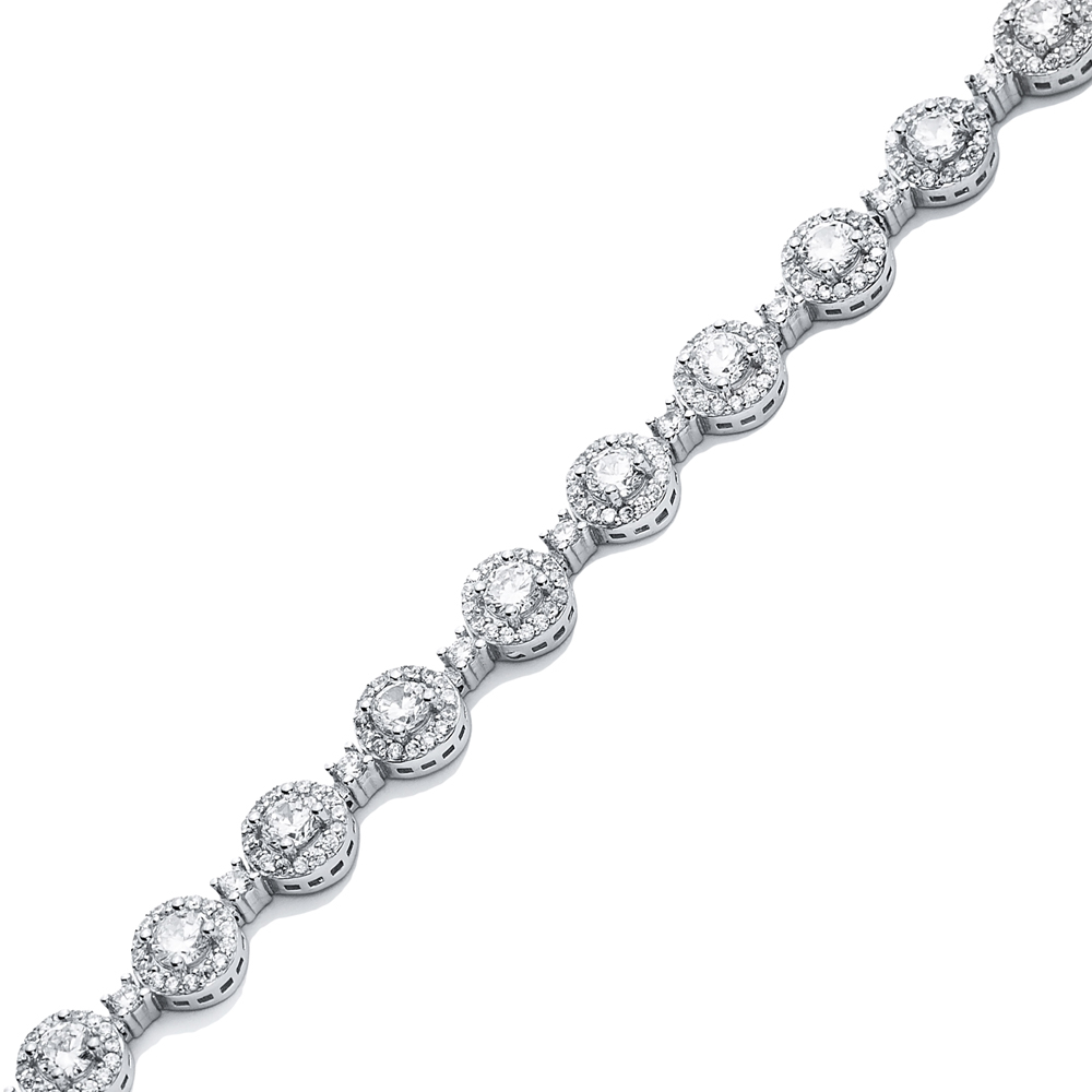 925 Silver Round Shape White Zircon Stone Tennis Bracelet Jewelry