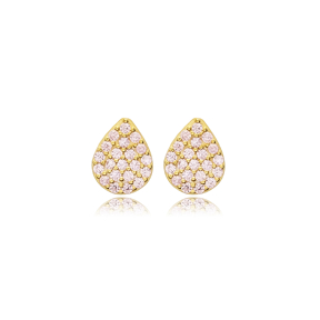 Light Pink CZ Pear Design Stud Earrings