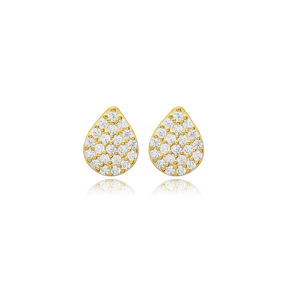 Clear Zircon Pear Design 925 Stud Earrings