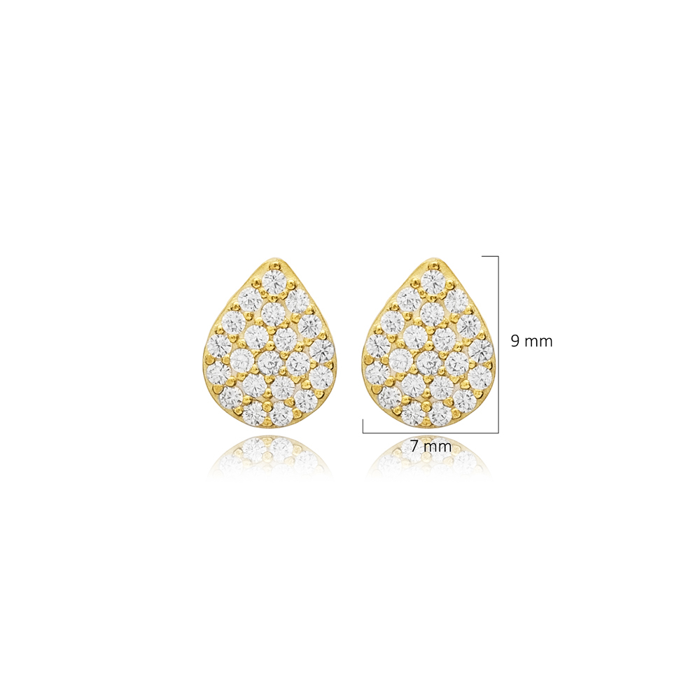 Clear Zircon Pear Design 925 Stud Earrings