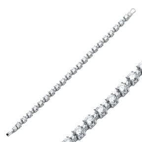 High Quality Round Design CZ Stone Silver Tennis Bracelet