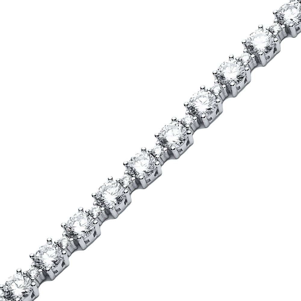 High Quality Round Design CZ Stone Silver Tennis Bracelet