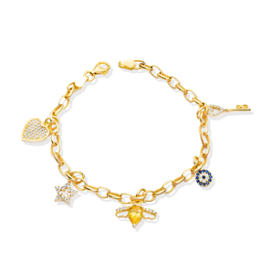 CZ Shaker Design Silver Charm Bracelet