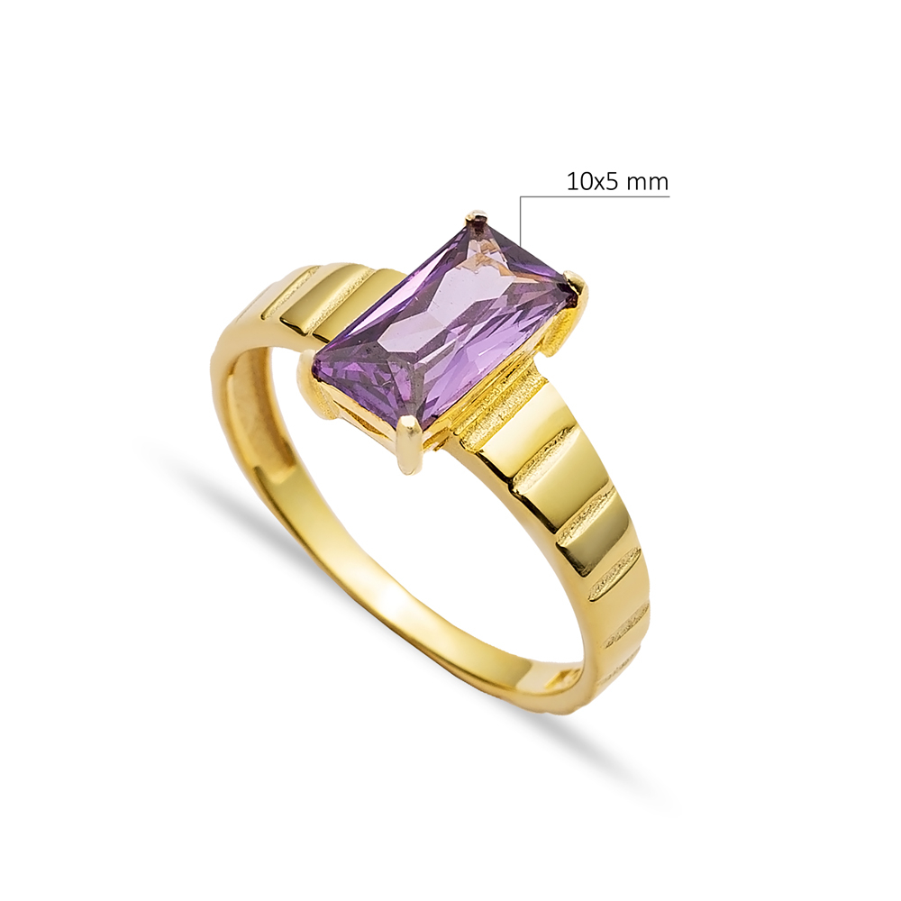 Amethyst CZ Stone Cluster 925 Silver Ring