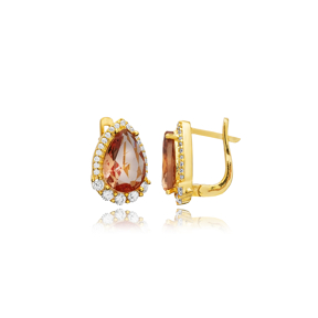 Pear Zultanite CZ Silver Latch Back Earrings