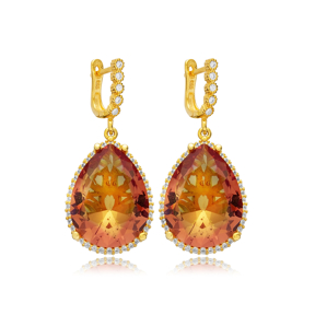 Zultanite CZ Pear Shape Silver Dangle Earring
