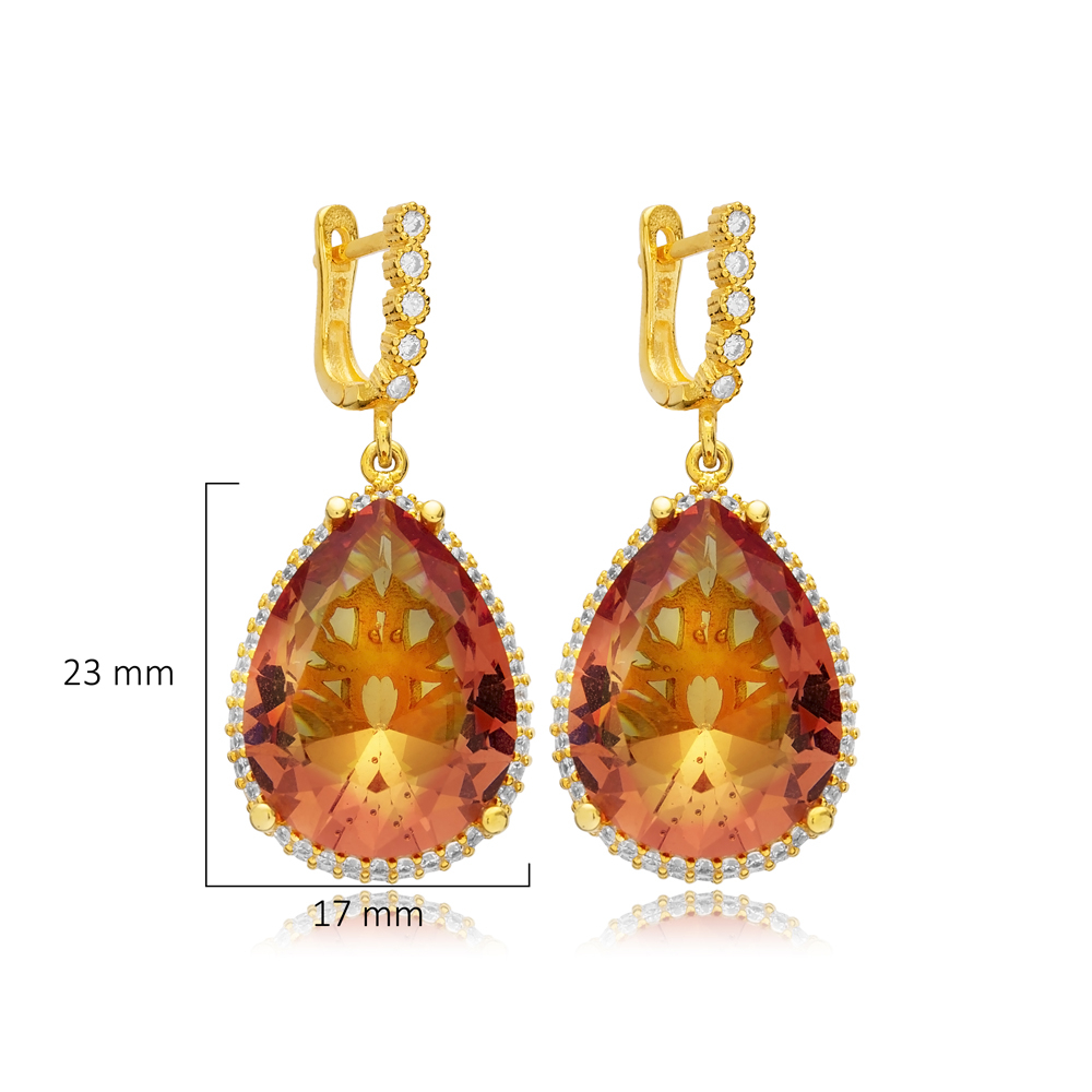 Zultanite CZ Pear Shape Silver Dangle Earring