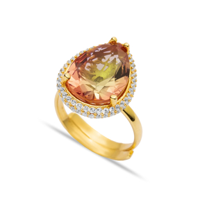 Zultanite Pear Design Silver Adjustable Ring