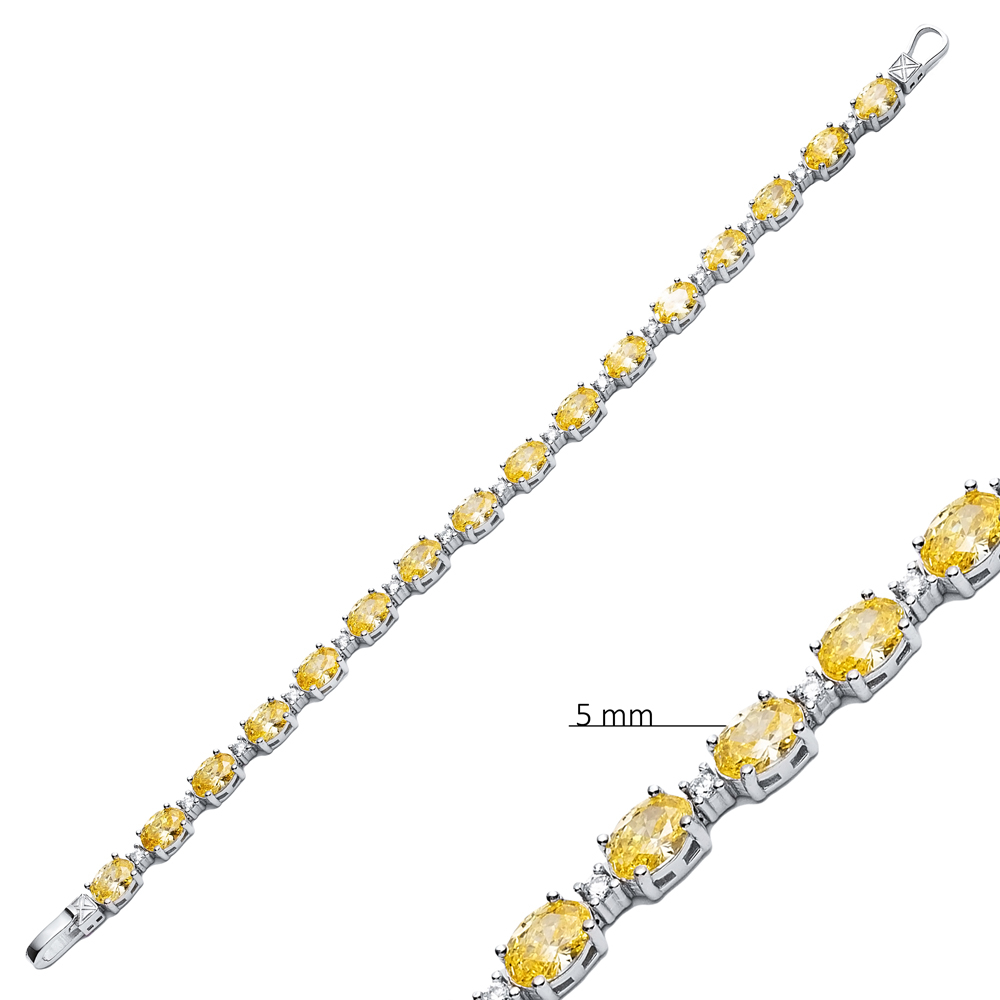 Oval Citrine CZ Stone Tennis Bracelet Jewelry