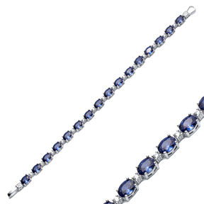 Tanzanit Stone Oval Shape Tennis Bracelet