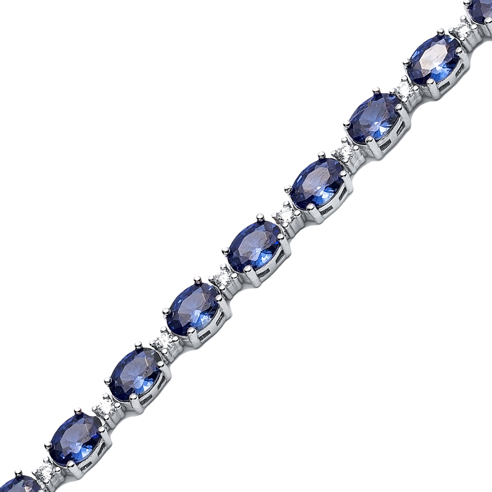 Tanzanit Stone Oval Shape Tennis Bracelet