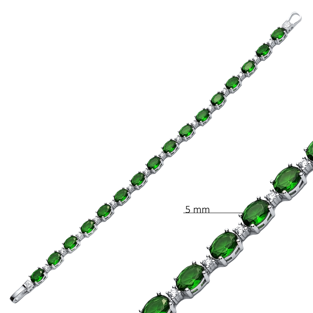 Emerald Stone Oval Shape Tennis Bracelet