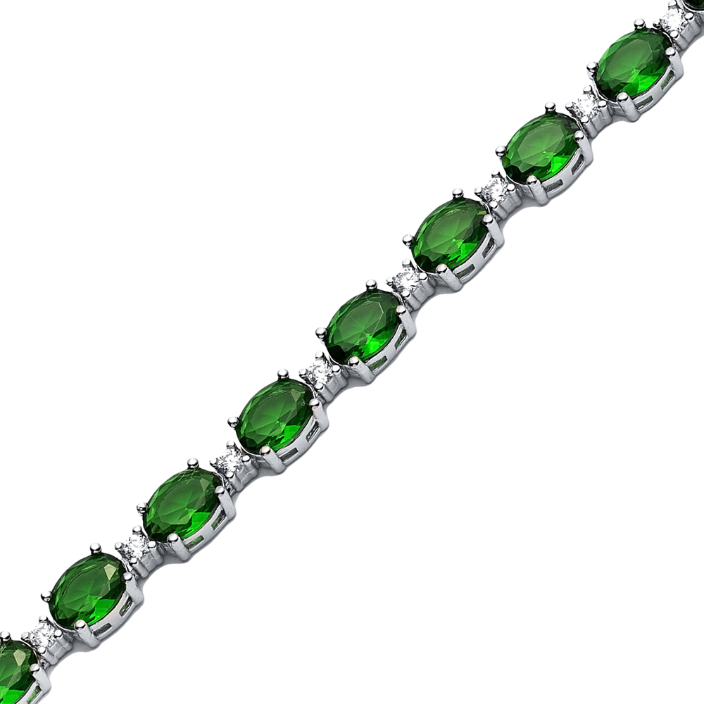 Emerald Stone Oval Shape Tennis Bracelet