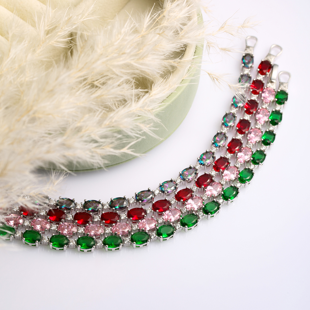 Emerald Stone Oval Shape Tennis Bracelet