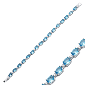 Aquamarine Stone Oval Shape Tennis Bracelet
