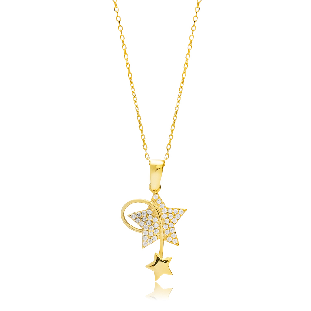 CZ 925 Silver Star Charm Pendant Necklace