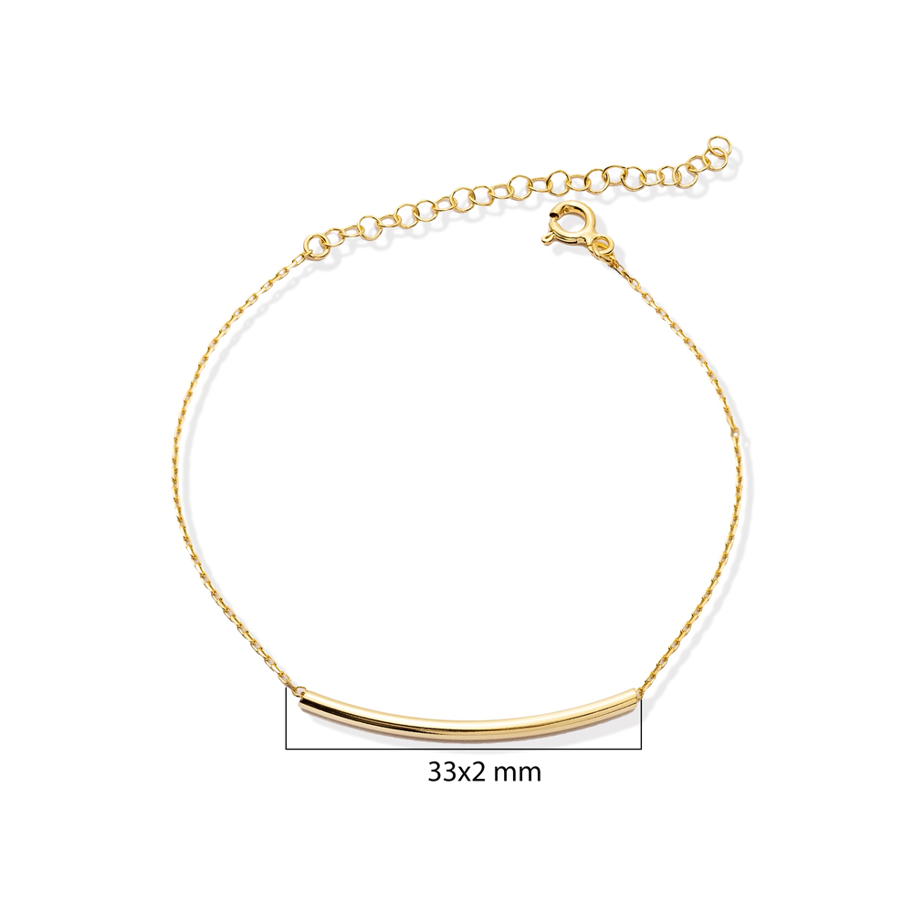 925 Silver Plain Long Bar Chain Anklet