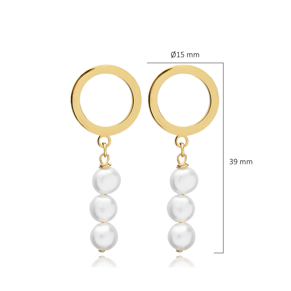 Triple Pearl Hollow Silver Stud Earrings