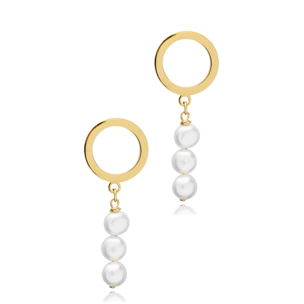 Triple Pearl Hollow Silver Stud Earring