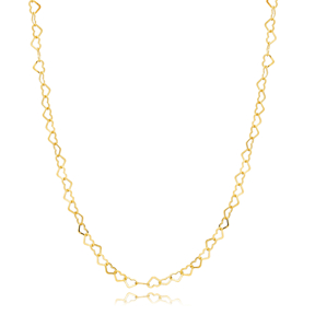 Heart Chain Necklace 925 Silver Jewelry