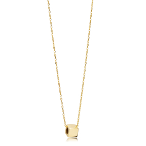 Silver Plain Cube Charm Necklace Jewelry