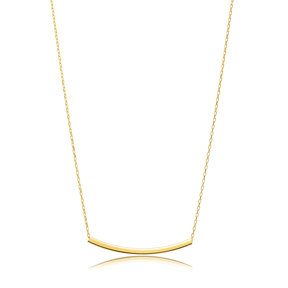 Plain Long Bar Silver Jewelry Charm Necklace