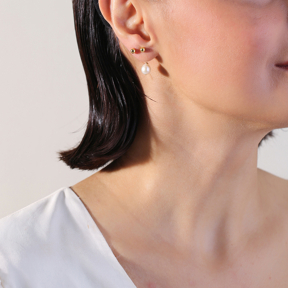 Ball Pearl Clasp Silver Stud Earrings