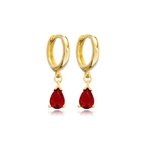 Silver Garnet Drop Stone Dangle Earring