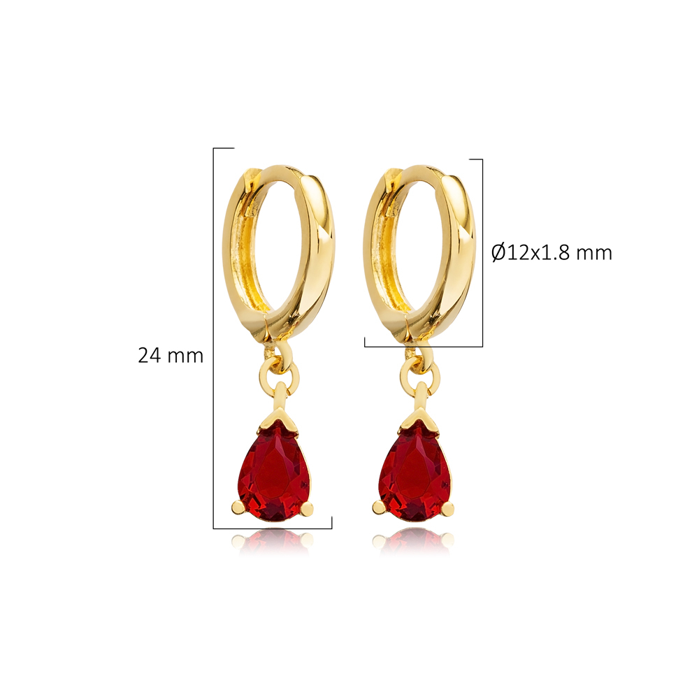 Silver Garnet Drop Stone Dangle Earring