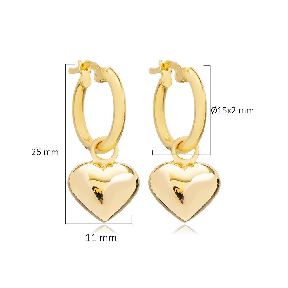 Bubble Heart Charm 925 Silver Dangle Earring