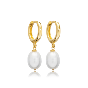 Single Pearl Charm Silver Dangle Earring