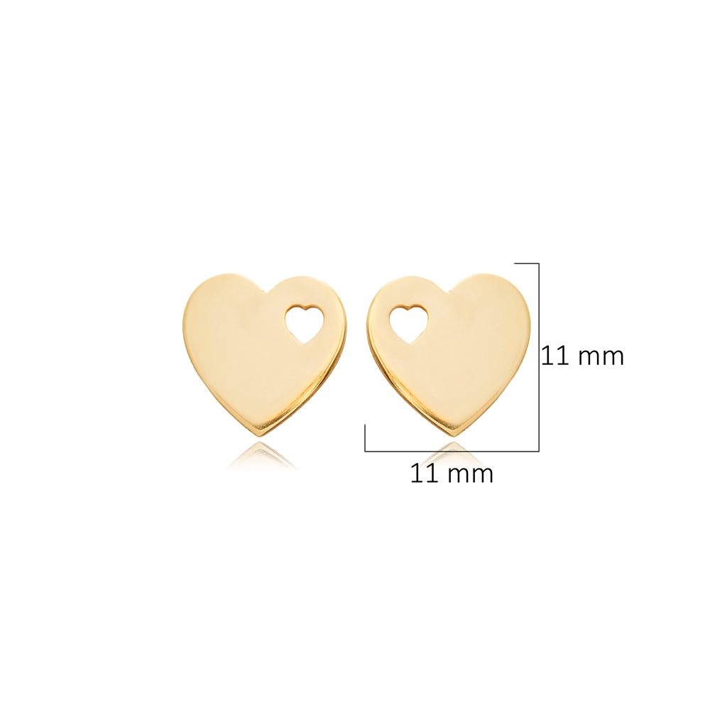 Laser Cut Heart Shape Silver Stud Earring