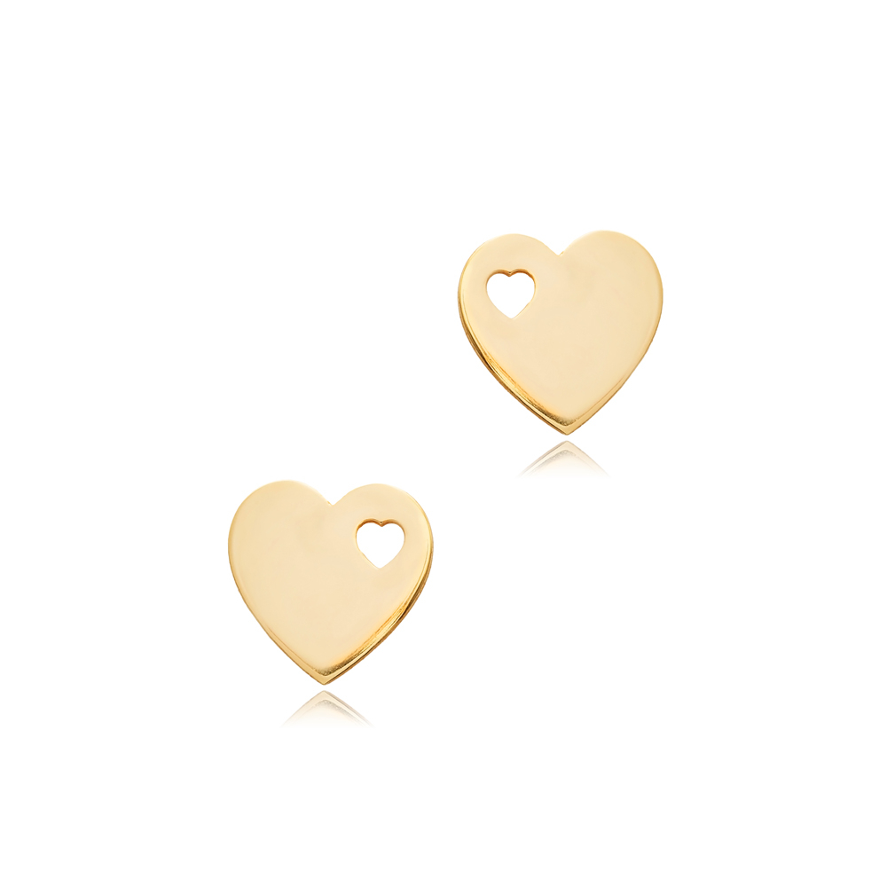 Laser Cut Heart Shape Silver Stud Earring