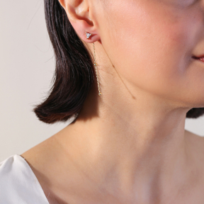 Triangle CZ Charm Clasp Stud Earrings