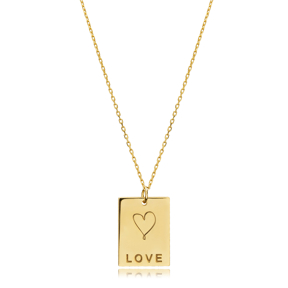 Laser Cut Love Message Charm Necklace