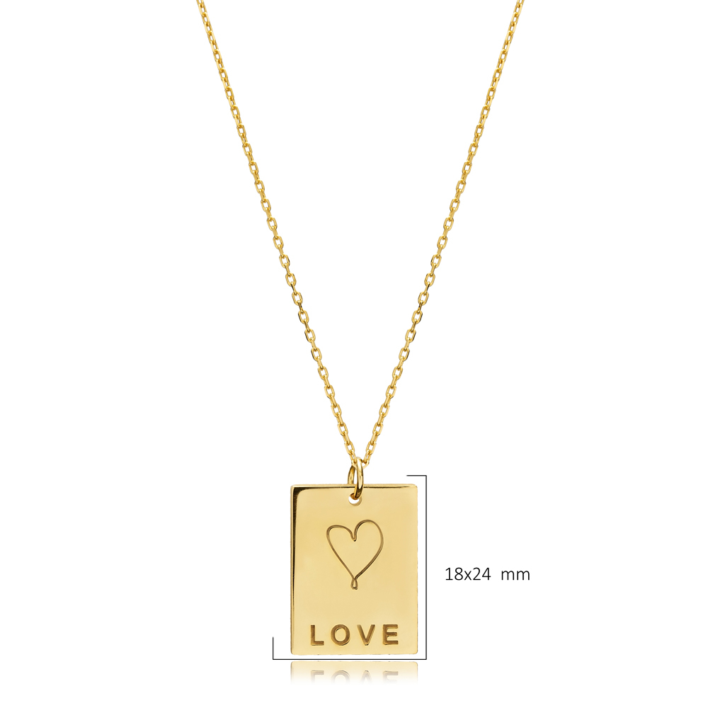 Laser Cut Love Message Charm Necklace